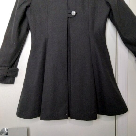 Asos NWT Black'The Dolly Skater' Swing Fit & Flair Frock Coat Hidden ButtonsSz10 - Picture 14 of 16